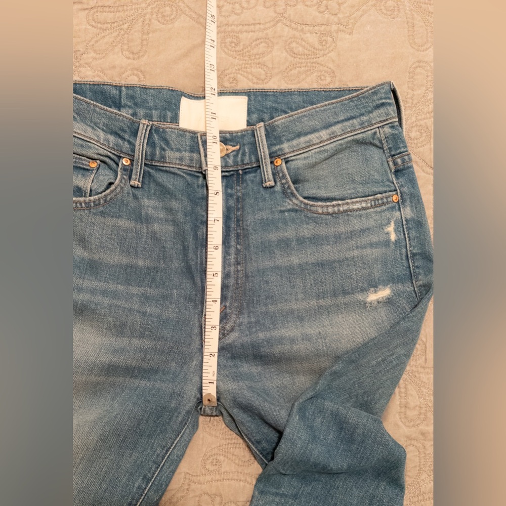 MOTHER Denim Insider Ankle Jeans Distressed Chew Hem in Destroyed Bills Size 28 - Picture 13 of 14